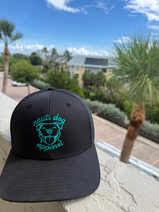 Nauti Dog Black and Teal Hat